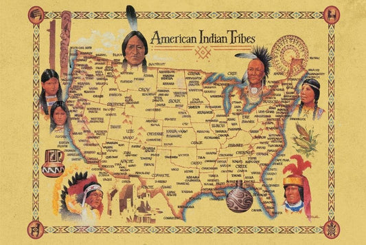 Laminated Native American Art Decor Tribes Map Posters Wall Art Posters for Classroom Education Heritage Month Decorations Cultural History Poster Dry Erase Wall Art 18X12